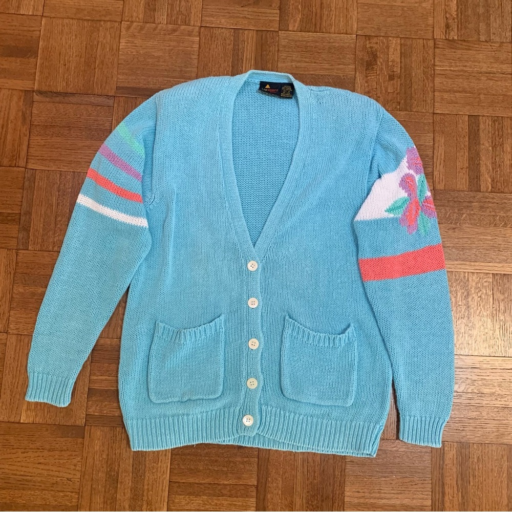 Vintage Knit Cardigan w/ Shoulder Pads! (removable) Size SP by Liz Claiborne